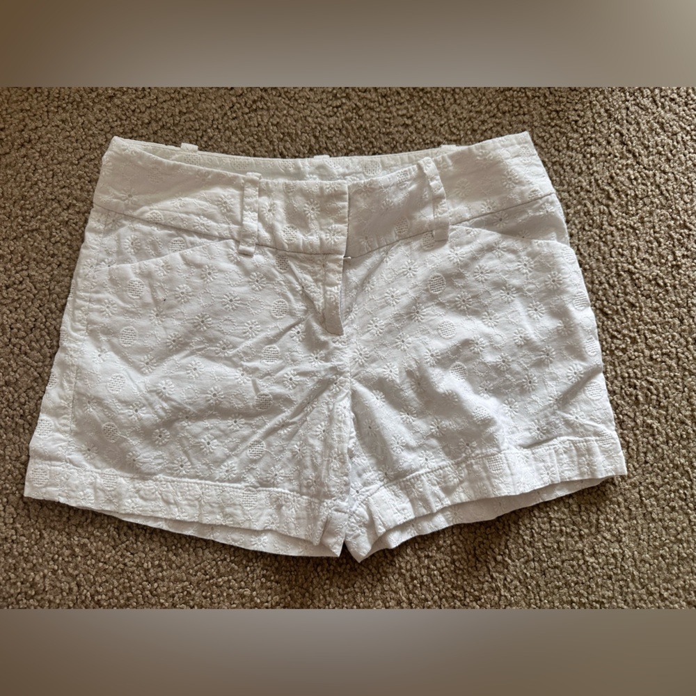 Ann Taylor White Floral Eyelet Shorts